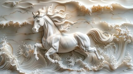 3d horse relief wallpaper