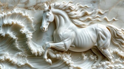 3d horse relief wallpaper