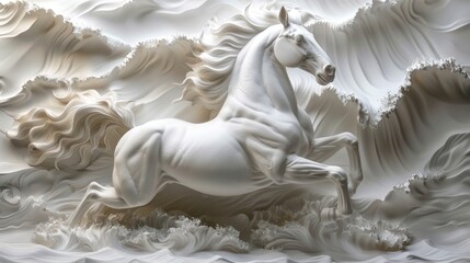 3d horse relief wallpaper