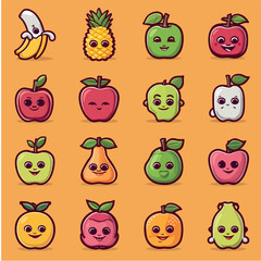 Fototapeta premium cute fruits icons