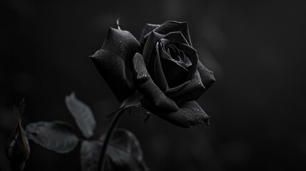 Black rose on black background. Black and white photo. Close up..jpeg - Powered by Adobe
