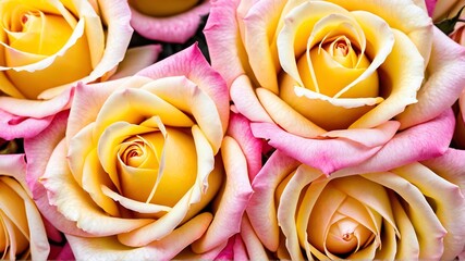 Pink yellow roses, flower background