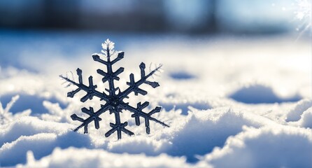 Cristal snowflakes on snow
