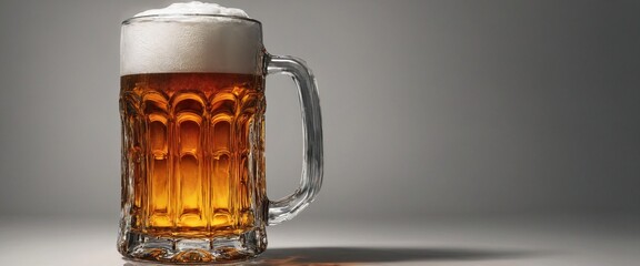 Beer glass on grey background