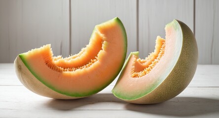 Cut melon. Healthy fruit. Summer food. Generative AI