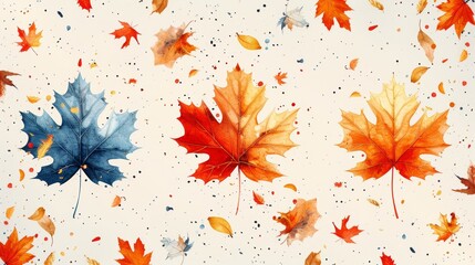 Modern abstract autumn background design with maple leaves in a botanical style. Simple contemporary design for fabric, print, cover, banner, or wallpaper.