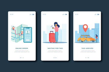 Taxi service onboarding app screens