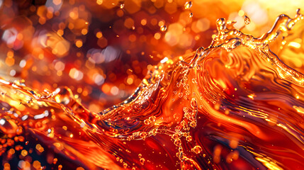abstract orange water splash macro close-up with bokeh