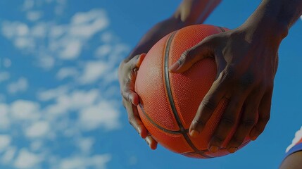 Basketball player s skilled hands dribbling, showcasing finesse in olympic sports concept