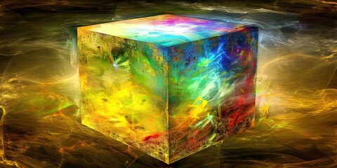 glowing rainbow spectrum cube