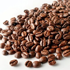 Naklejka premium Coffee Beans Rest Enticingly Against A Pristine Backdrop, Illustrations Images