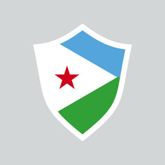 Djibouti Flag in Shield Shape Frame