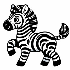 a black and white drawing of a zebra with a zebra on it