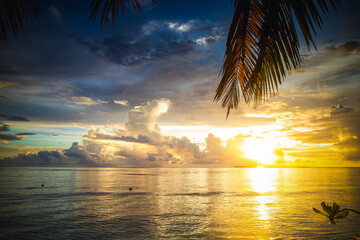 amazing sunset over the sea on a tropical island