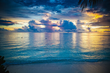 amazing sunset over the sea on a tropical island