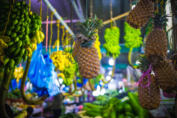 fresh fruit and vegetables on tropical market