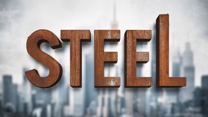 A close up of a word that says steel in metal letters, AI