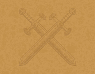 Horizontal Letter 11 x 8.5 Parchment - Crossed Shortswords