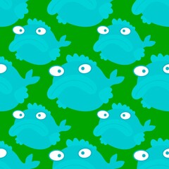 Obraz premium Cartoon sea animals seamless fish pattern for wrapping paper and fabrics