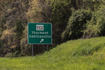 exit off of US-15 for MD-550 toward Thurmont and Sabillasville, Maryland