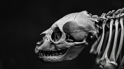Close up of animal skeleton against a black background.

 - Powered by Adobe