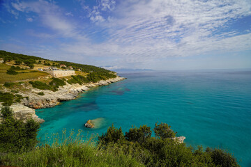 Fototapeta premium Xigia sulfur beach panorama in Zakynthos