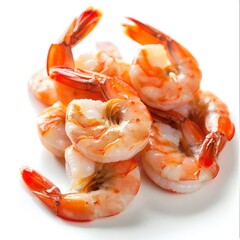 Shrimps Are Isolated Against A Clean White Background, Offering A Delectable Seafood Option, Illustrations Images