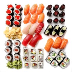 Sushi Delicacies Are Artfully Arranged, Illustrations Images
