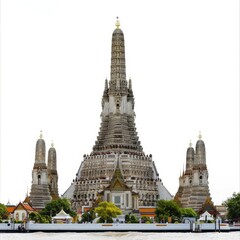 The Iconic Wat Arun Temple In Bangkok, Thailand, Stands Tall And Majestic, Illustrations Images