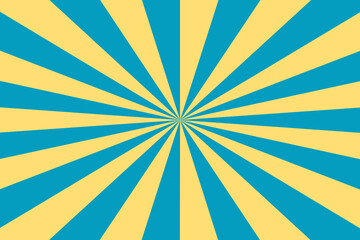 Blue and yellow Sun rays Retro vintage style background, Sunburst Pattern Background. Rays. Summer Banner illustration