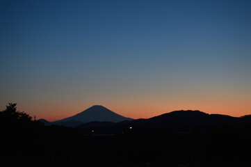 夕焼けの富士山