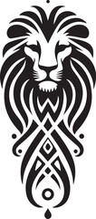 Fototapeta premium a black and white drawing of a lion head with a design on it.