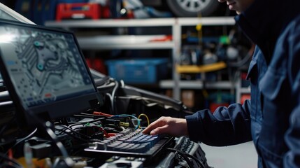 Mechanic working on car engine at garage workshop, Automobile mechanic car service and maintenance, car repair service concept