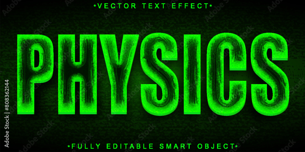 Poster green physics vector fully editable smart object text effect