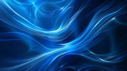 Fototapeta premium Abstract blue wave with glowing dots on a dark background. Concept of technology, data, and digital innovation. Ideal for tech, AI, data visualization, and futuristic-themed projects.