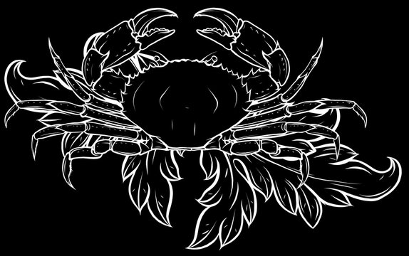 white crab on black background clip art preview