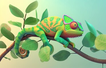 Cute Reptile Cartoon Banner with Blank Space for Text