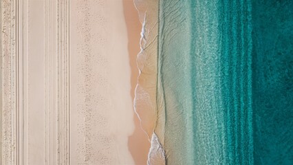 An aerial view of a beach with two different colored sand, AI