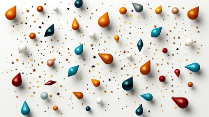 Colorful 3D Party Confetti Set Isolated on White Background for Celebrations