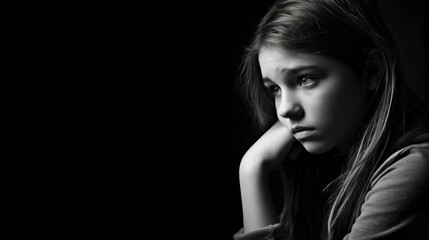 Obraz premium Portrait of a Young Teenager Showing Signs of Mental Stress and Sadness