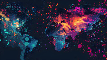 Colorful Galaxy Background Geographic Heat Mapping in Action
