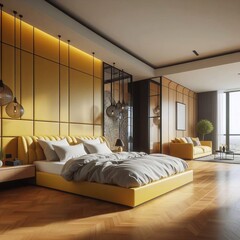 Hintergrund, Wallpaper: gelbes Schlafzimmer