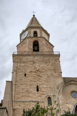 Bell tower of the Church of Notre-Dame des Accoules, one of the oldest in Marseille, France
