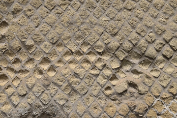 Roman wall so called Opus reticulata in the Herculaneum Archaeological Park