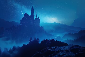 Fairy tale castle at night
