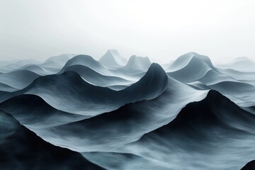 Minimalistic mountain landscape in the fog