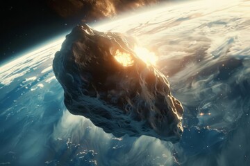 massive asteroid approaching earth dramatic space scene with impending collision