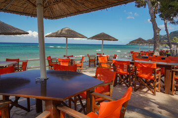 bar and restaurant terrace with seaview in Argassi  