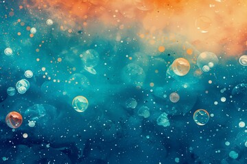 fashion pattern bright background texture sea water ocean underwater planet abstraction freshness ecology illustration drawing spots bubbles blue orange cinnamon color material