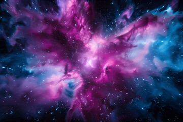Vibrant neon colored galaxy explosion. Stunning artwork on black background.